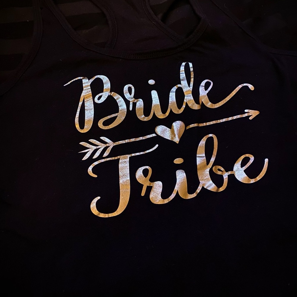 “Bride Tribe” Racerback Tank Top - Black - Size XL